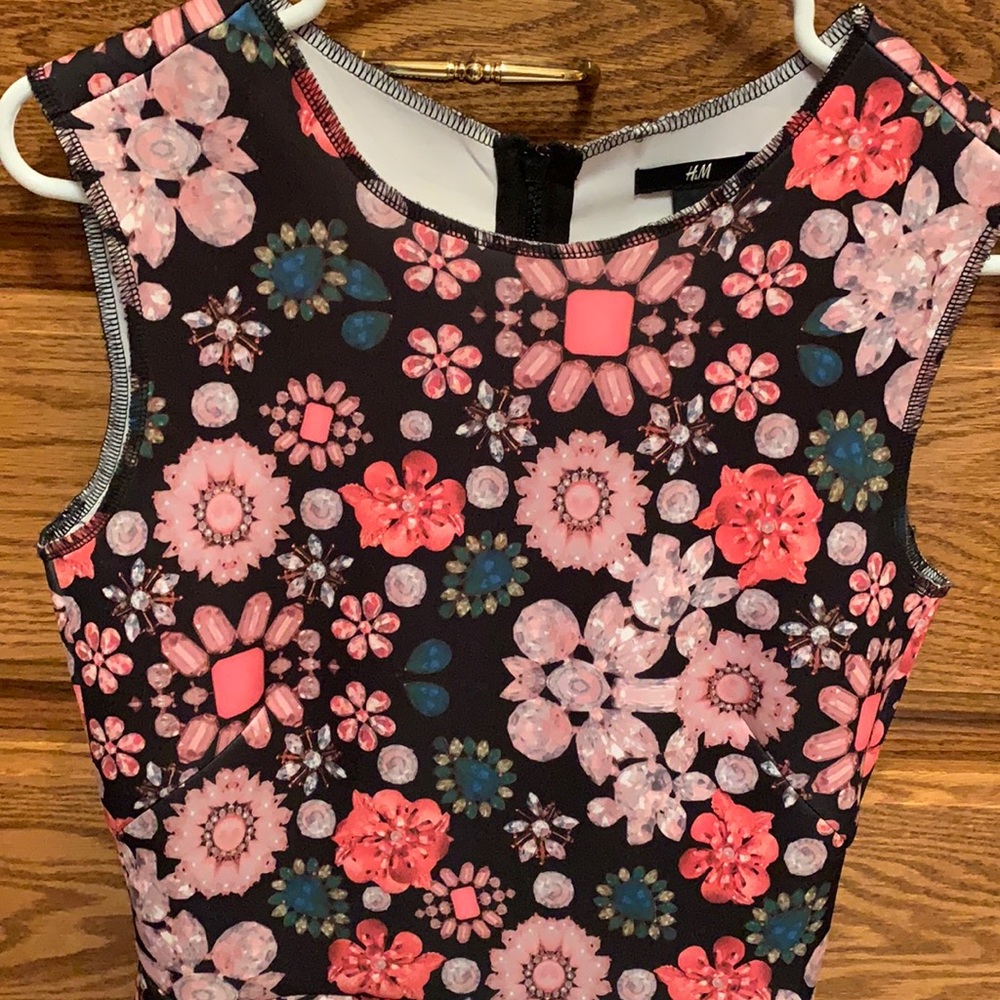Wetsuit like material jewel printed dress